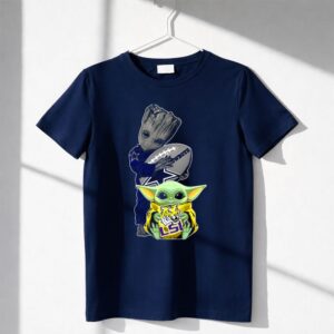 Mashup Groot Holding Cowboys Football Baby Yoda Lsu Tigers Shirt