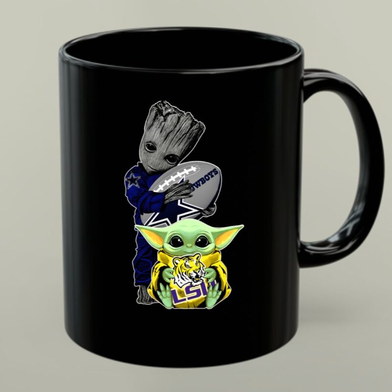 Groot Holding Cowboys Football Baby Yoda Lsu Tigers 1 mug.jpg