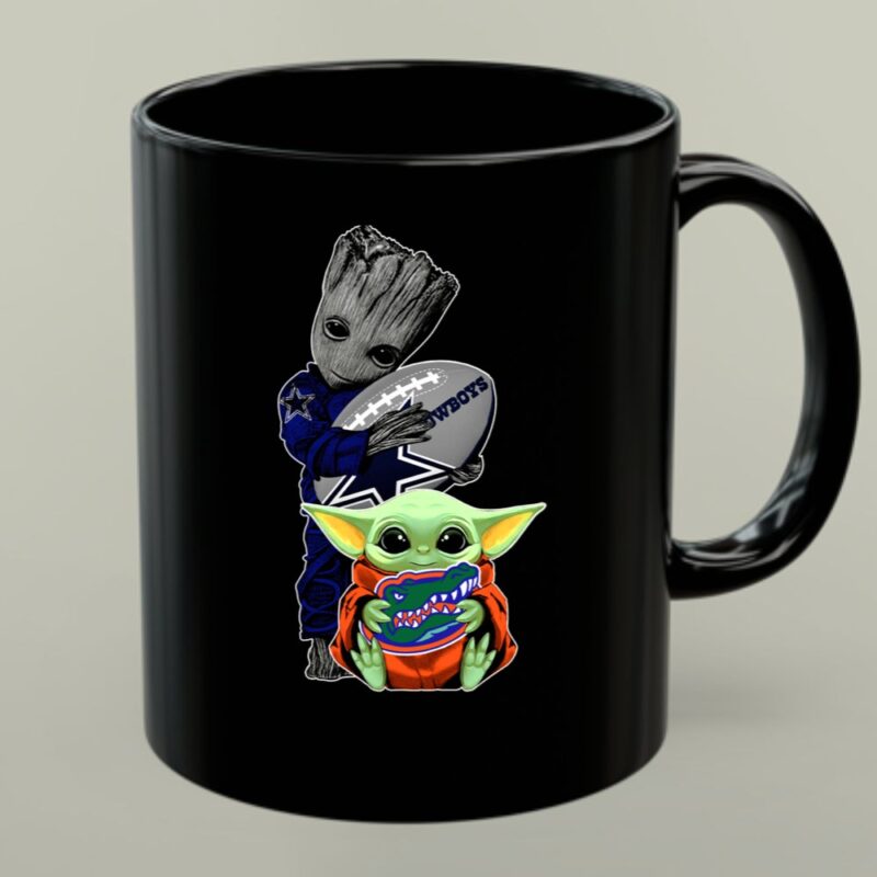 Groot Holding Cowboys Football With Baby Yoda Wearing Gators Hoodie 1 mug.jpg