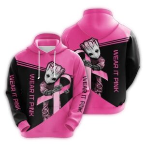 Groot Star Wars Hold Wear It Pink Breast Cancer Awareness 3D Hoodie 1.jpg