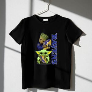 Grzd Baltimore Ravens Baby Yoda and Groot Ravens Football 1 T Shirt.jpg