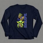 Grzd Baltimore Ravens Baby Yoda and Groot Ravens Football 9 Long Sleeves.jpg