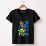 Grzd Buffalo Bills Baby Groot and Baby Yoda Football 5 Womens V Neck.jpg