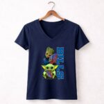 Grzd Buffalo Bills Baby Groot and Baby Yoda Football 9 Womens V Neck.jpg