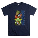 Grzd Denver Broncos Groot And Baby Yoda Holding Broncos Football 9 T Shirt.jpg