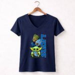 Grzd Detroit Lions Baby Groot and Baby Yoda with Football 9 Womens V Neck.jpg