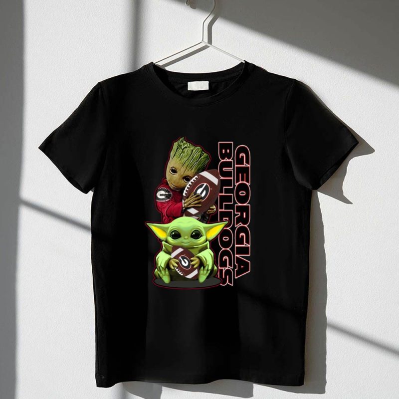 Grzd Georgia Bulldogs Star Wars and Groot Football Crossover 1 T Shirt.jpg