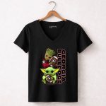 Grzd Georgia Bulldogs Star Wars and Groot Football Crossover 5 Womens V Neck.jpg