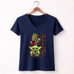 Grzd Georgia Bulldogs Star Wars and Groot Football Crossover 9 Womens V Neck.jpg