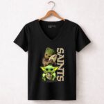 Grzd New Orleans Saints Groot And Baby Yoda Football 5 Womens V Neck.jpg