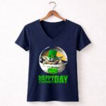 HAPPY-ST-PATRICKS-DAY-BABY-YODA-SHAMROCK-HAT-HEART-9-Womens-V-Neck