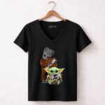 HD Groot And Baltimore Ravens Baby Yoda 5 Womens V Neck.jpg