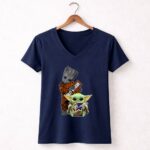 HD Groot And Baltimore Ravens Baby Yoda 9 Womens V Neck.jpg