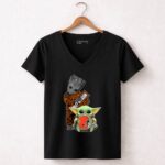 HD Groot Baby Yoda Cleveland Browns Football 5 Womens V Neck.jpg