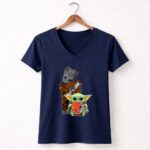 HD Groot Baby Yoda Cleveland Browns Football 9 Womens V Neck.jpg