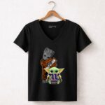 HD-Groot-With-Baby-Yoda-New-York-Giants-5-Womens-V-Neck