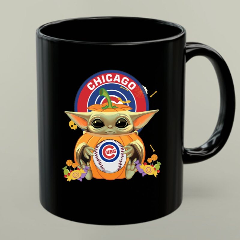 Halloween Pumpkin Baby Yoda Chicago Cubs Baseball Theme 1 mug.jpg
