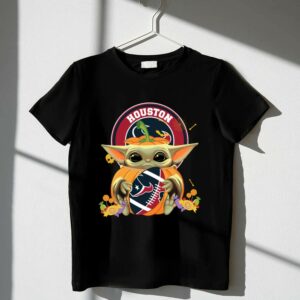 Halloween Pumpkin Baby Yoda Holding Houston Texans Logo Sphere Shirt