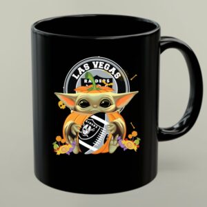 Halloween Pumpkin Baby Yoda Holding Las Vegas Raiders Football 1 mug.jpg