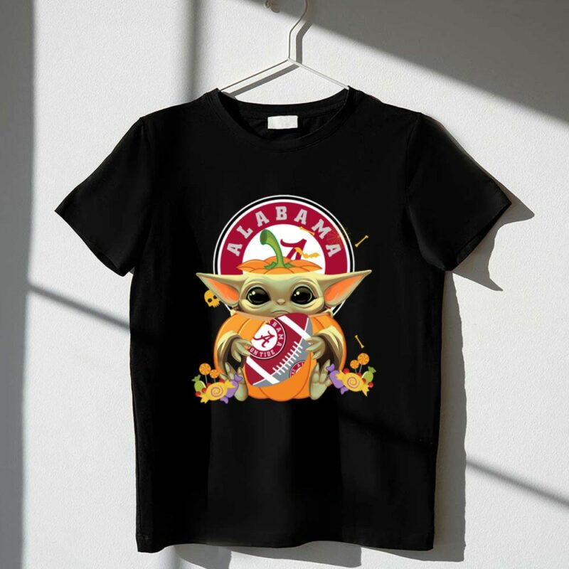 Halloween Pumpkin Baby Yoda Hug Alabama Crimson Tide Football 1 T Shirt.jpg