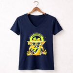 Halloween Pumpkin Baby Yoda Hug Michigan Wolverines Football 9 Womens V Neck 2.jpg