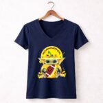 Halloween20Baby20Yoda20Pumpkin20Hugging20Washington20Football20Team 9 Womens V Neck 1.jpg