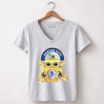 Halloween20Pumpkin20Baby20Yoda20Hug20KC20Royals20Baseball 9 Womens V Neck 1.jpg