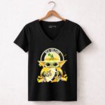 Halloween20Pumpkin20Baby20Yoda20Hug20New20Orleans20Saints20Football 5 Womens V Neck 1.jpg