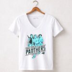 Han Solo Luke Skywalker and Leia Organa Carolina Panthers 5 Womens V Neck.jpg