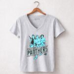 Han Solo Luke Skywalker and Leia Organa Carolina Panthers 9 Womens V Neck.jpg