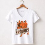 Han Solo Luke Skywalker and Leia Organa With Cleveland Browns 5 Womens V Neck.jpg