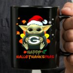 Happy Hallothanksmas Green Bay Packers Baby Yoda Santa Hat 3 mug.jpg