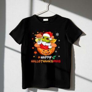 Happy Hallothanksmas Grogu Santa Pumpkin Turkey 1 T Shirt.jpg
