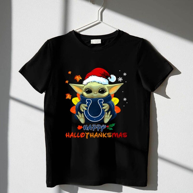 Happy Hallothanksmas Indianapolis Colts Baby Yoda Santa Hat 1 T Shirt.jpg