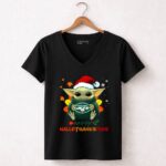 Happy Hallothanksmas New York Jets Baby Yoda 5 Womens V Neck.jpg