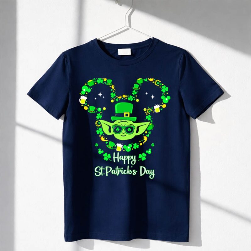 Happy St Patricks Day Baby Yoda With Shamrocks And Leprechaun Hat 1 T Shirt
