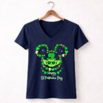 Happy-St-Patricks-Day-Baby-Yoda-With-Shamrocks-And-Leprechaun-Hat-9-Womens-V-Neck