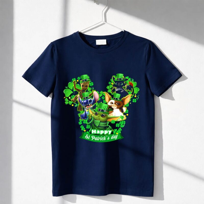 Happy St Patricks Day Groot Gizmo Stitch Mandalorian Baby Yoda Toothless 1 T Shirt
