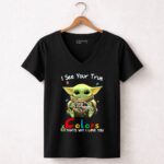 I See Your True Colors Baltimore Ravens Baby Yoda Puzzle 5 Womens V Neck.jpg