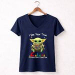 I See Your True Colors Thats Why I Love You Denver Broncos Puzzle Baby Yoda 9 Womens V Neck.jpg