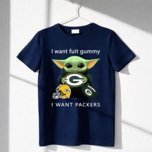 I Want Fruit Gummy I Want Packers Green Bay Packers Baby Yoda Helmet Football Shirt