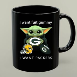 I Want Fruit Gummy I Want Packers Green Bay Packers Baby Yoda Helmet Football 1 mug.jpg