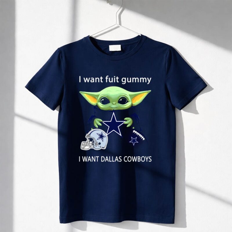 I Want Fuit Gummy I Want Dallas Cowboys Baby Yoda Football 1 T Shirt