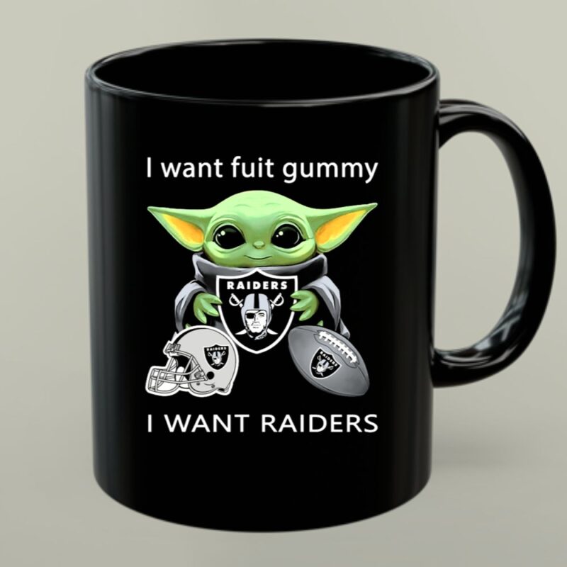 I Want Fuit Gummy Raiders Baby Yoda Football 1 mug.jpg