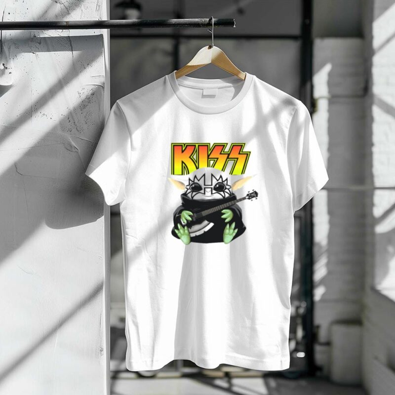 KISS Baby Yoda with Guitar in Tommy Thayer Makeup 1 T Shirt