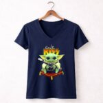 Kiss-DH-35-Baby-Yoda-with-Guitar-and-Band-Members-9-Womens-V-Neck