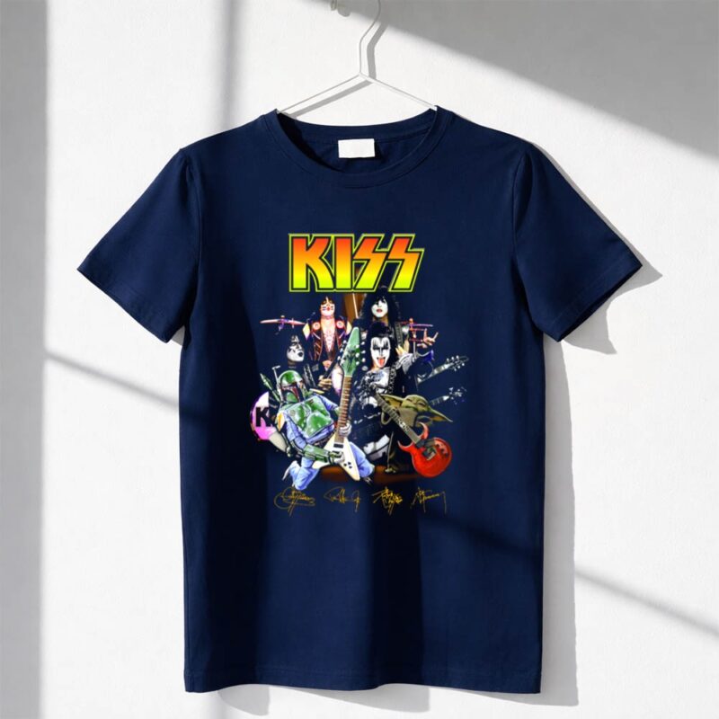 Kiss Star Wars Crossover With Boba Fett And Grogu Guitar Band Members 1 T Shirt