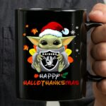 Las Vegas Raiders Baby Yoda Happy Hallothanksmas 3 mug.jpg