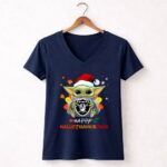 Las-Vegas-Raiders-Baby-Yoda-Happy-Hallothanksmas-9-Womens-V-Neck