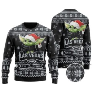 Las Vegas Raiders Baby Yoda Holiday Cheer Ugly Christmas Sweater 1.jpg